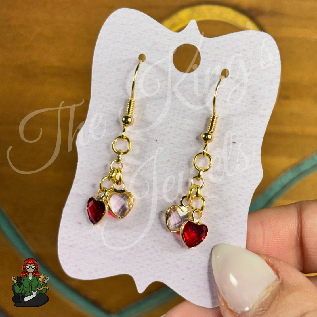 Gladys - Double Heart Crystal Earrings!