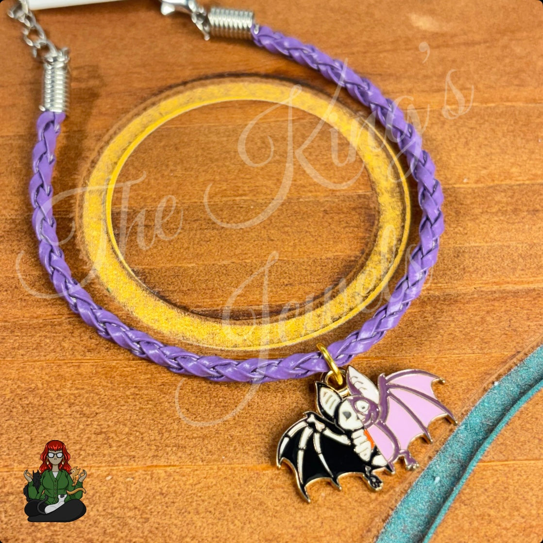 Olivia - Bat Purple Braided Faux Leather Bracelet!