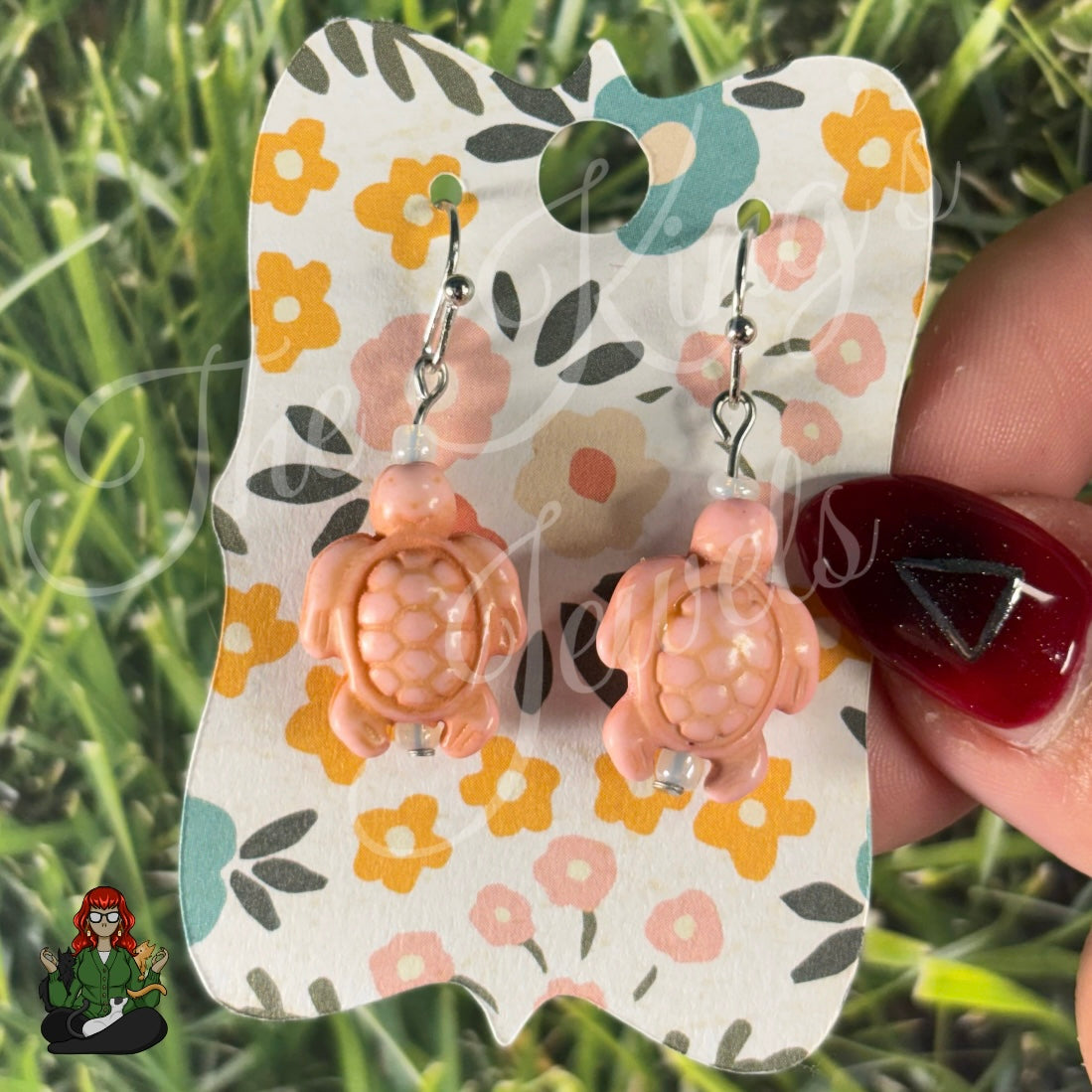 Melissa - Pink Turtle Bead Earrings!