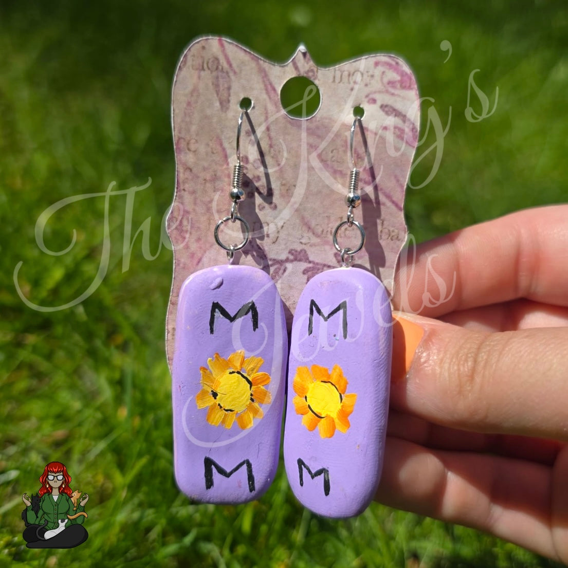 LeonaRae - Purple Flower 'Mom' Clay Earrings!