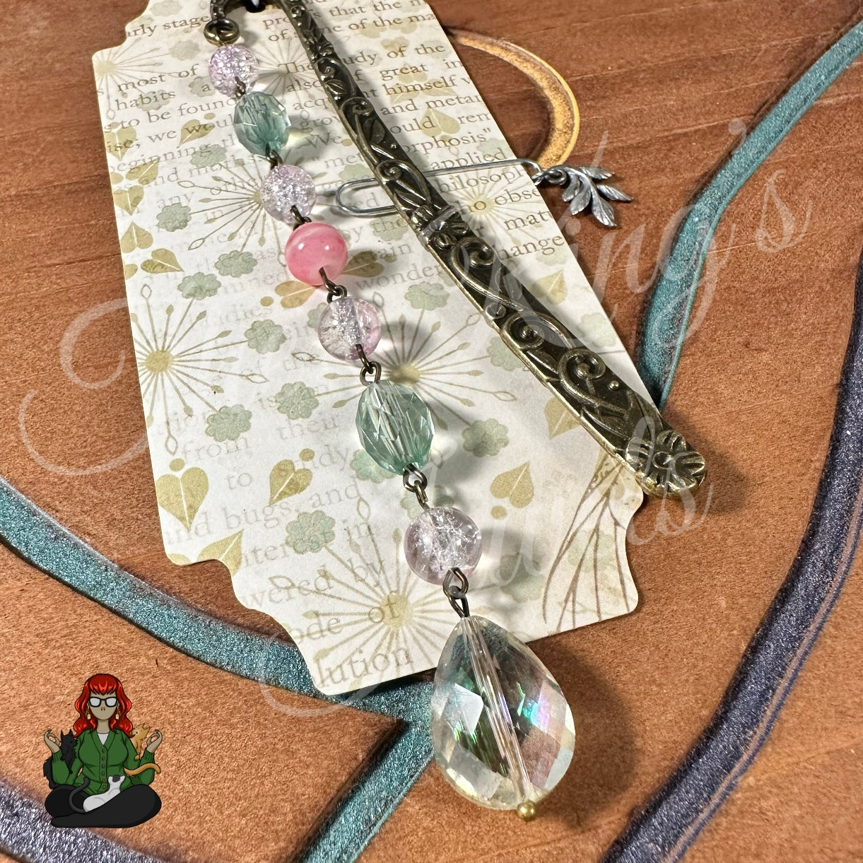 GwennaBelle - Glass Bead with Teardrop Crystal Bookmark!