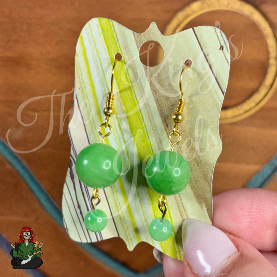 Katie - Green Jade Bead Earrings!