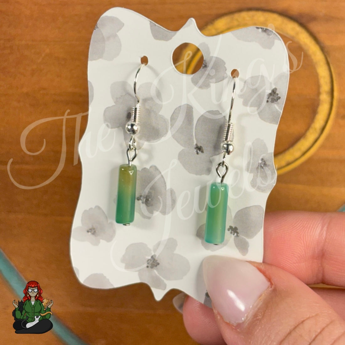 Shirley - Dainty Green Agate Cylinder Earrings!