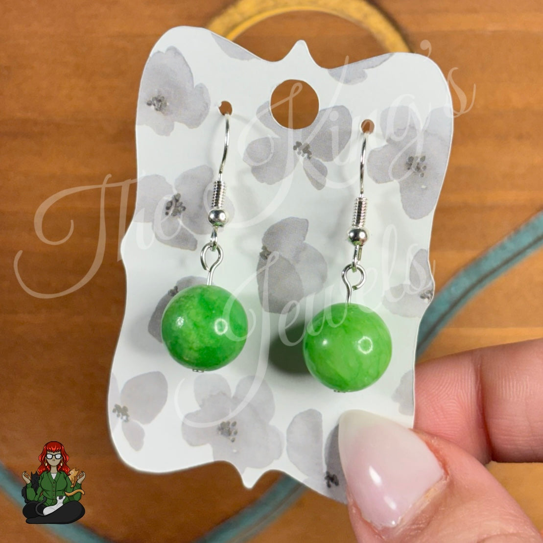 Shirley - Green Jade Bead Earrings!
