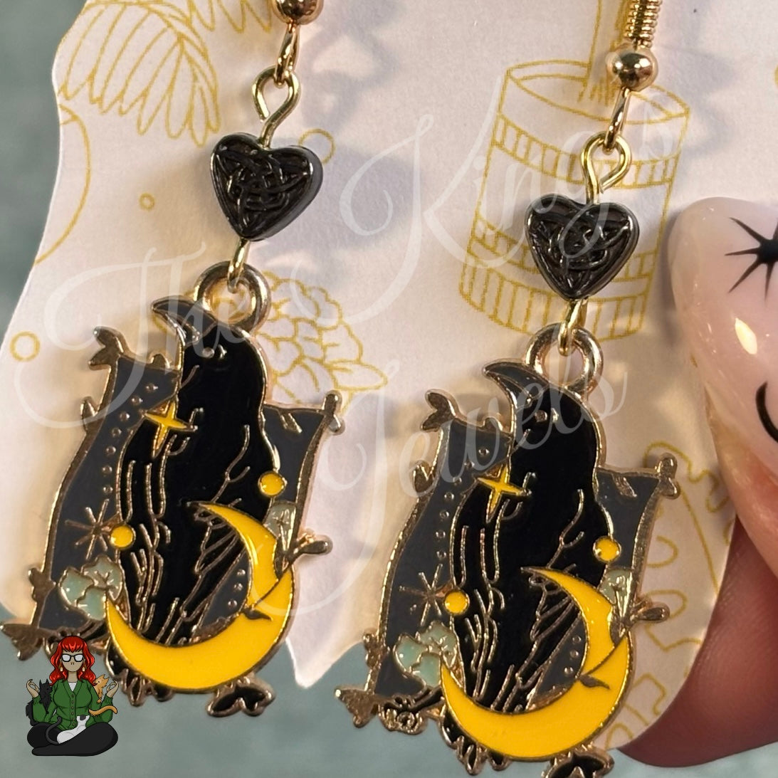 Katie - Raven & Moon Celestial Celtic Enamel Earrings!