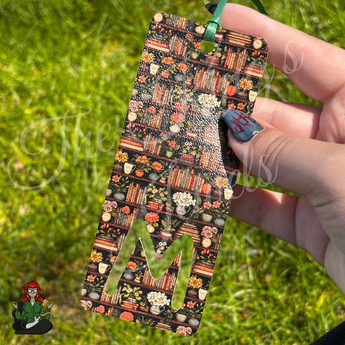 Marie - 'M' Floral Bookshelf Faux Leather Bookmark!