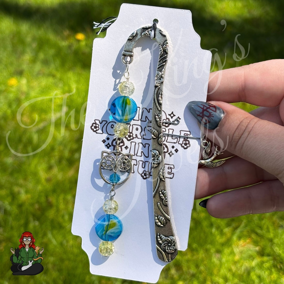 GwennaBelle - Blue Glass Bead Owl Bookmark!