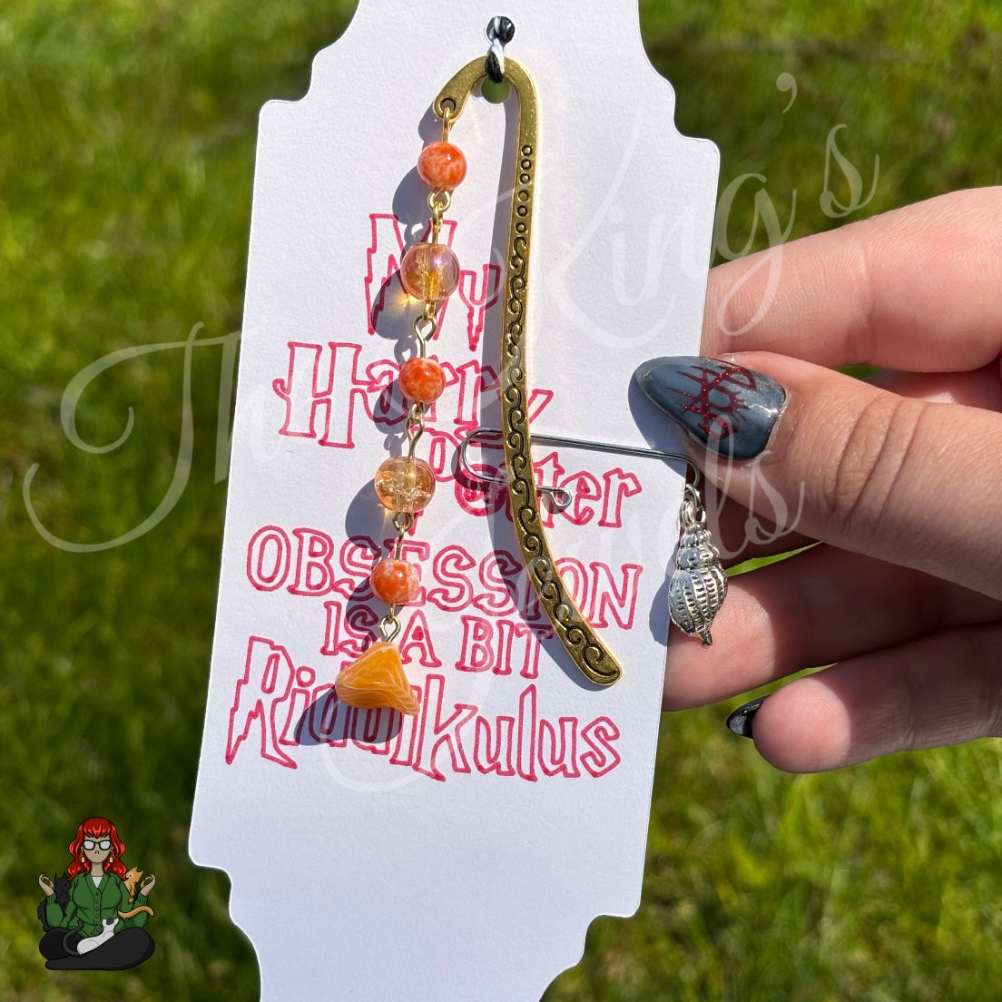 GwennaBelle - Glass Orange Flower and Beads Bookmark!