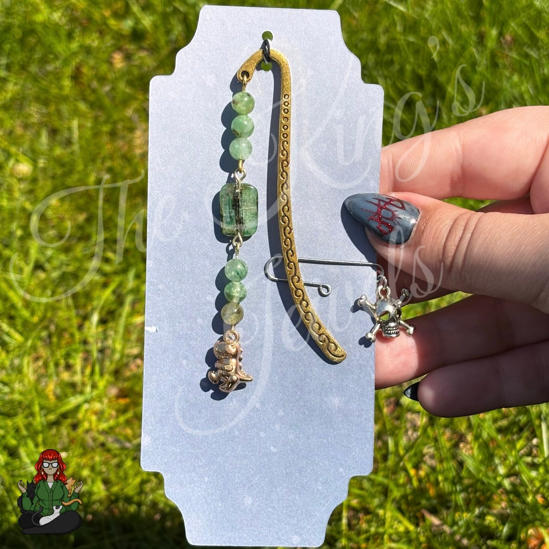 GwennaBelle - Dinosaur Green Kyanite Beads Bookmark!