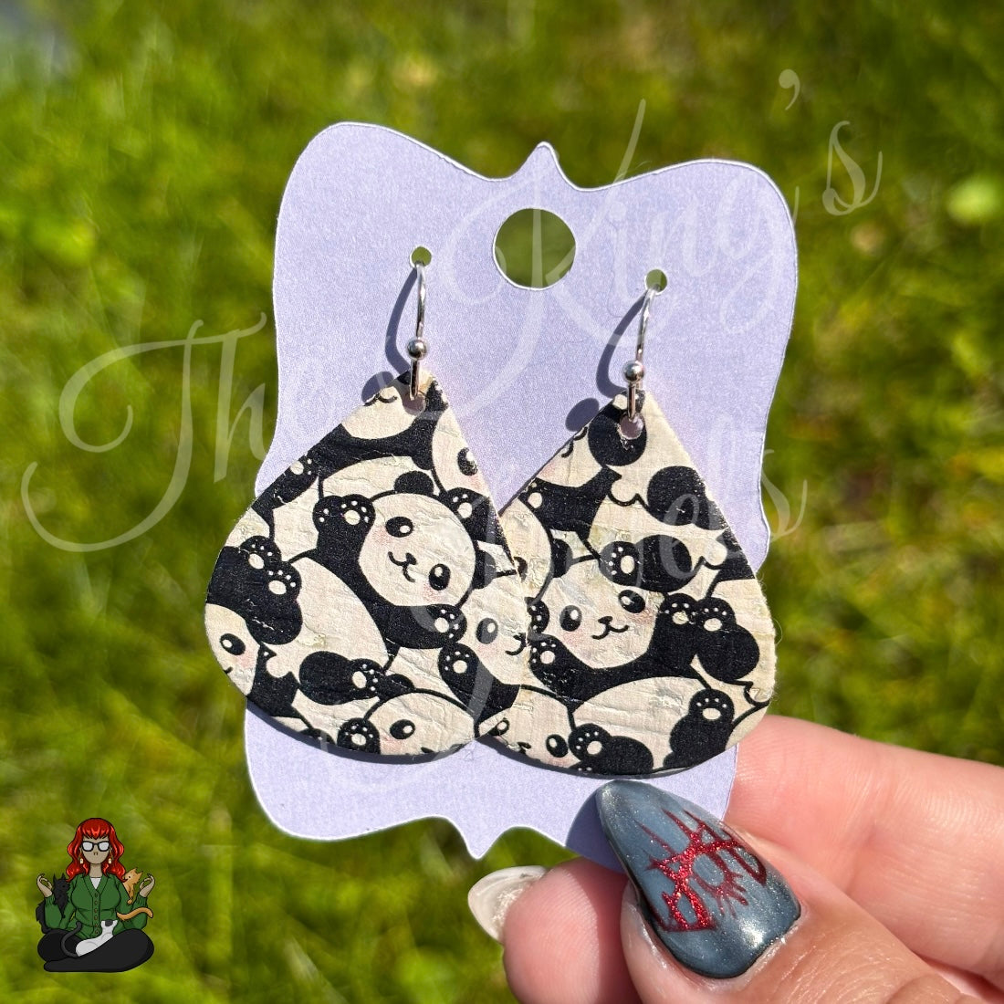 Rose - Panda Cork Faux Leather Earrings!