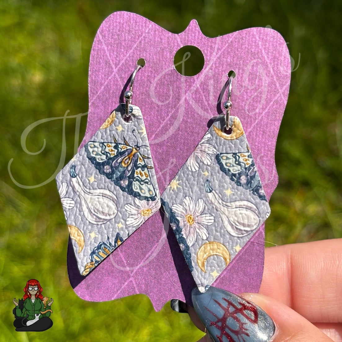 Belle - Celestial Moth Faux Leather Earrings!