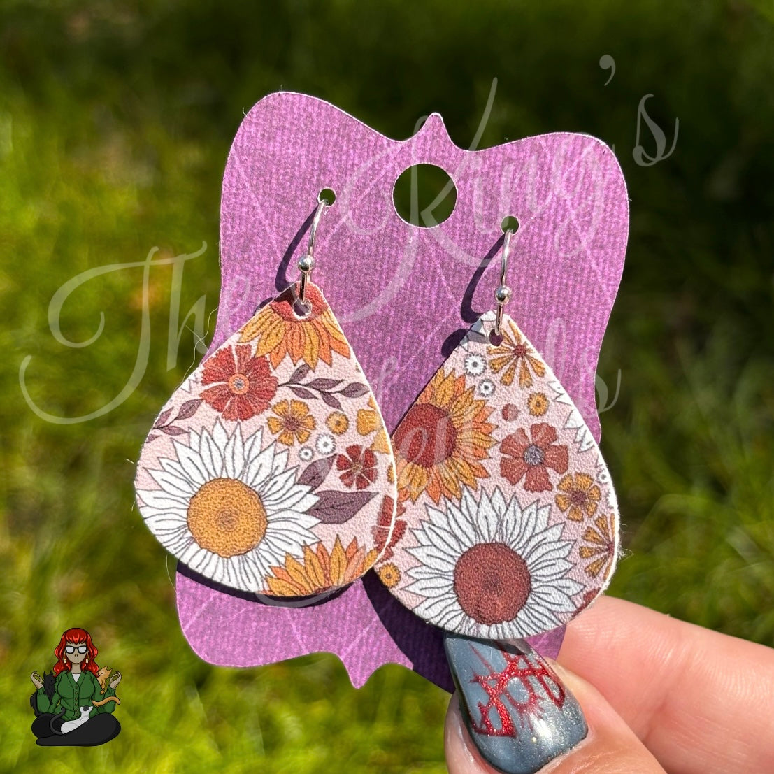 Rose - Boho Floral Faux Leather Earrings!