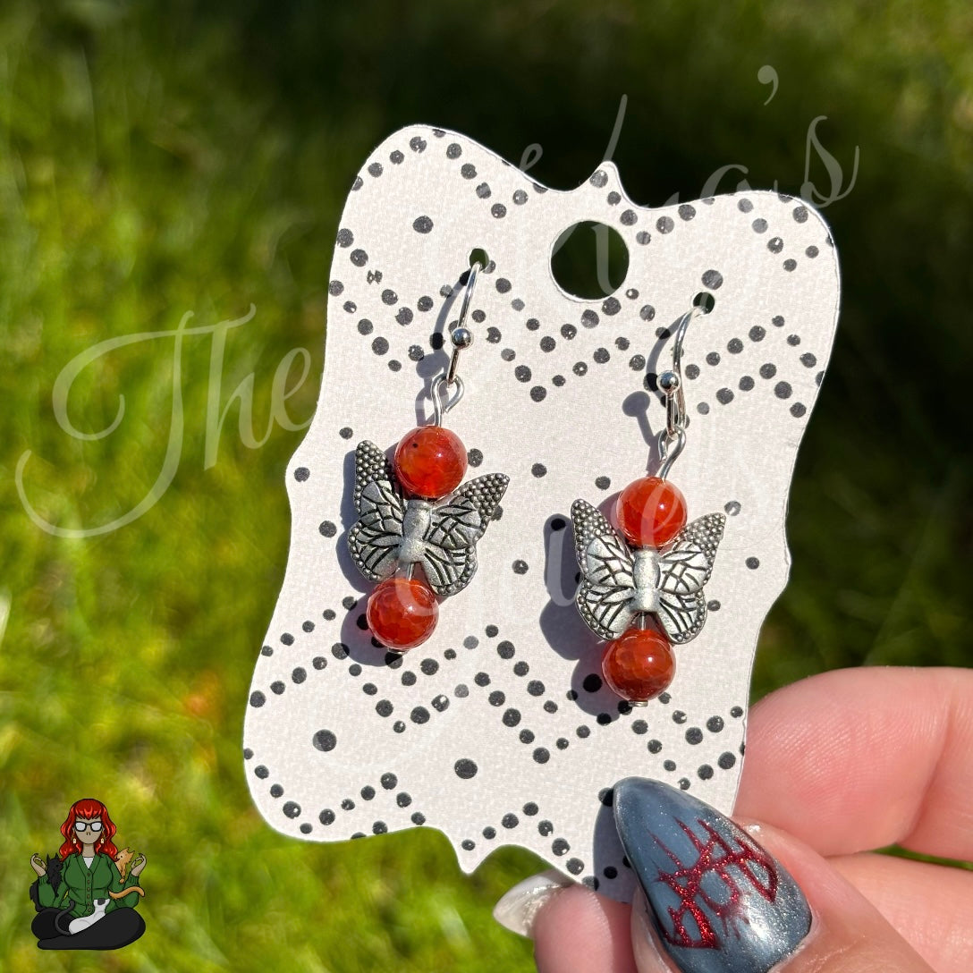 Melissa - Butterfly Fire Agate Bead Earrings!