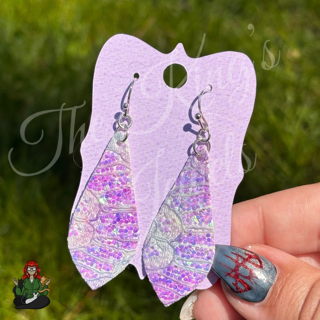 Jennifer - Lavender Floral Faux Leather Earrings!