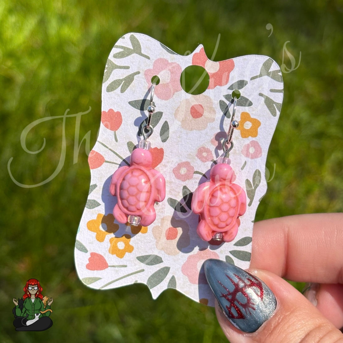 Melissa - Pink Turtle Bead Earrings!