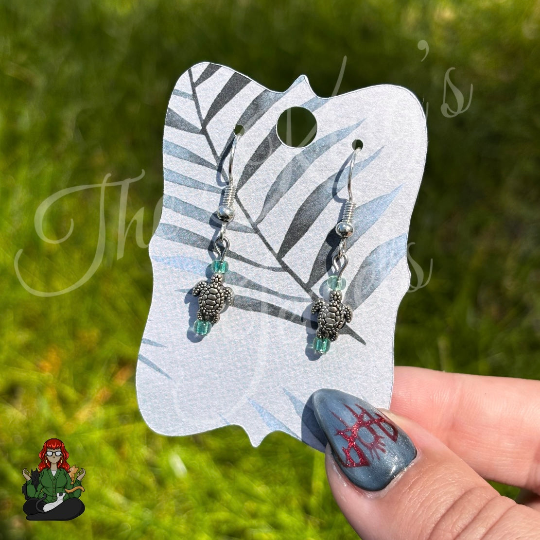 Melissa - Dainty Turtle Green Beaded Earrings!
