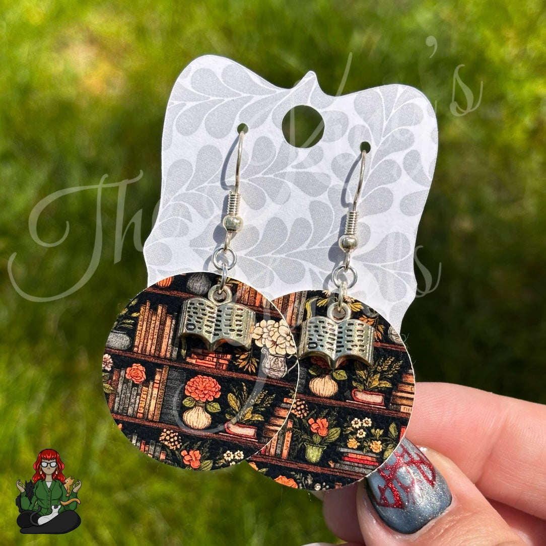 Michelle - Book Lover Faux Leather Round Earrings!