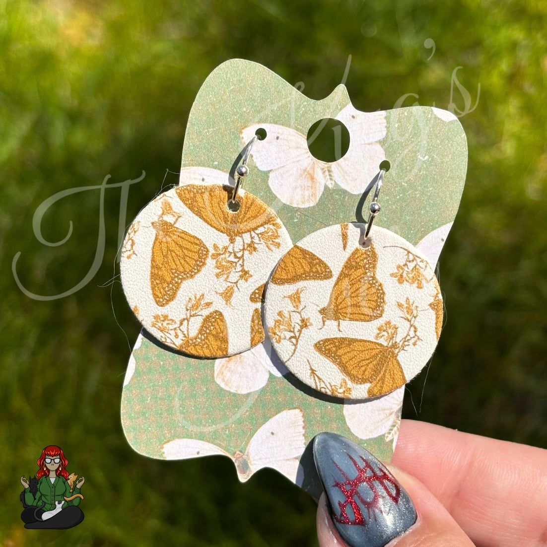 Michelle - Earthy Moth Faux Leather Earrings!