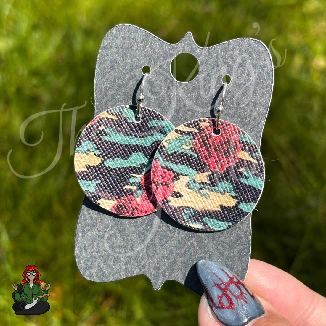Michelle - Floral Camo Faux Leather Earrings!