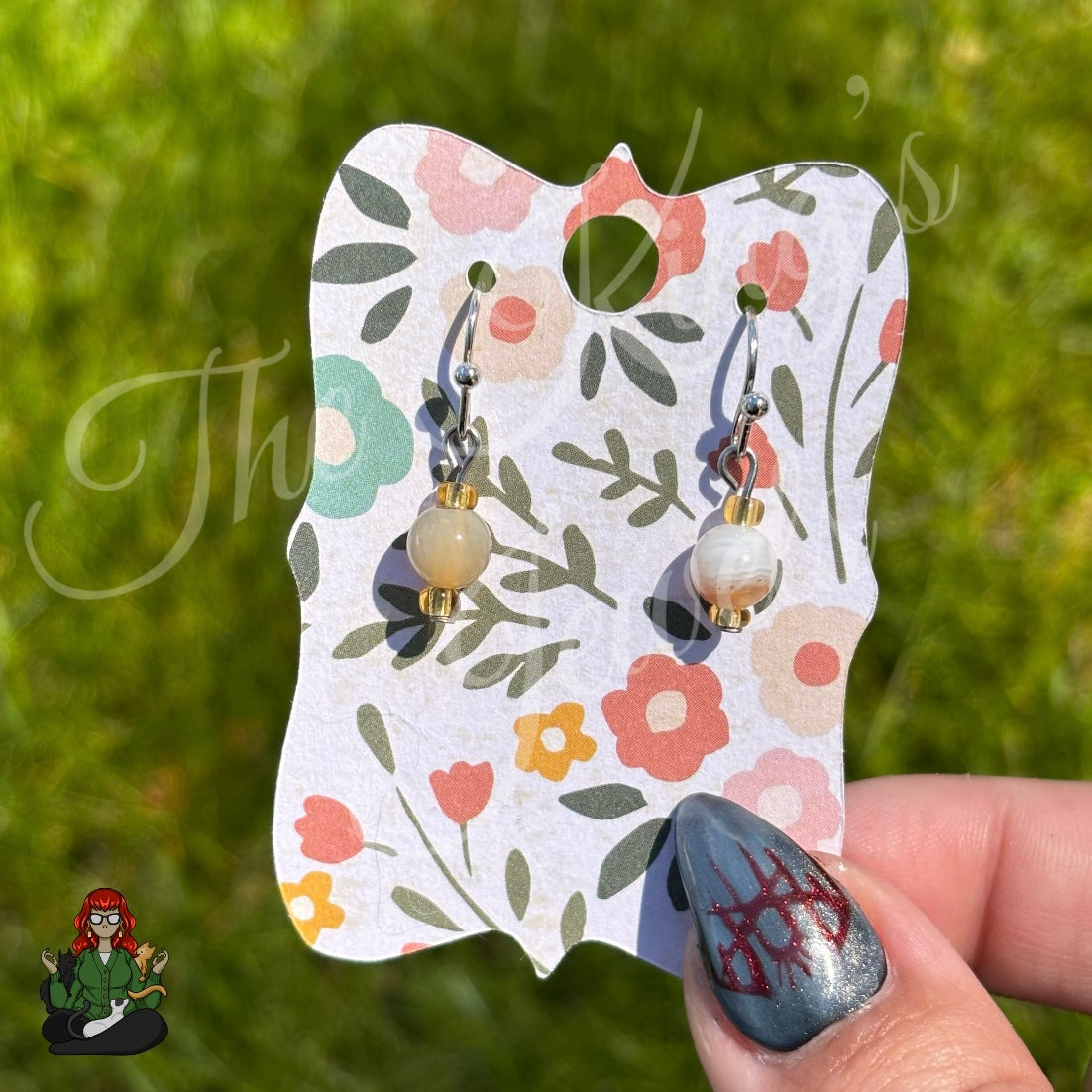 Melissa - Dainty Agate & Glass Bead Earrings!