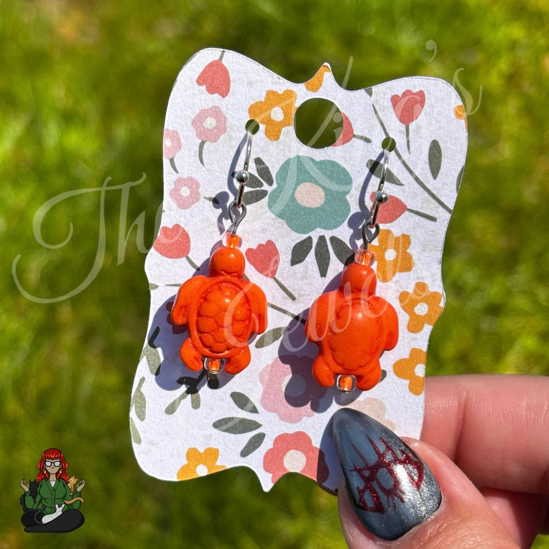Melissa - Orange Turtle Bead Earrings!