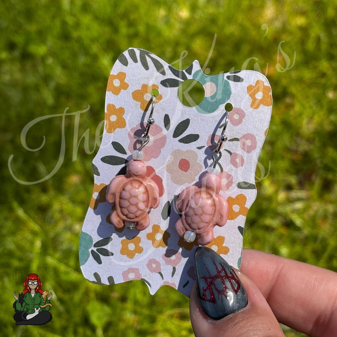 Melissa - Pink Turtle Bead Earrings!