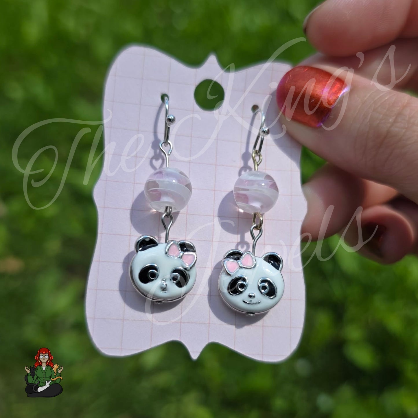 Katie - Panda Pink & White Glass Beads Earrings!