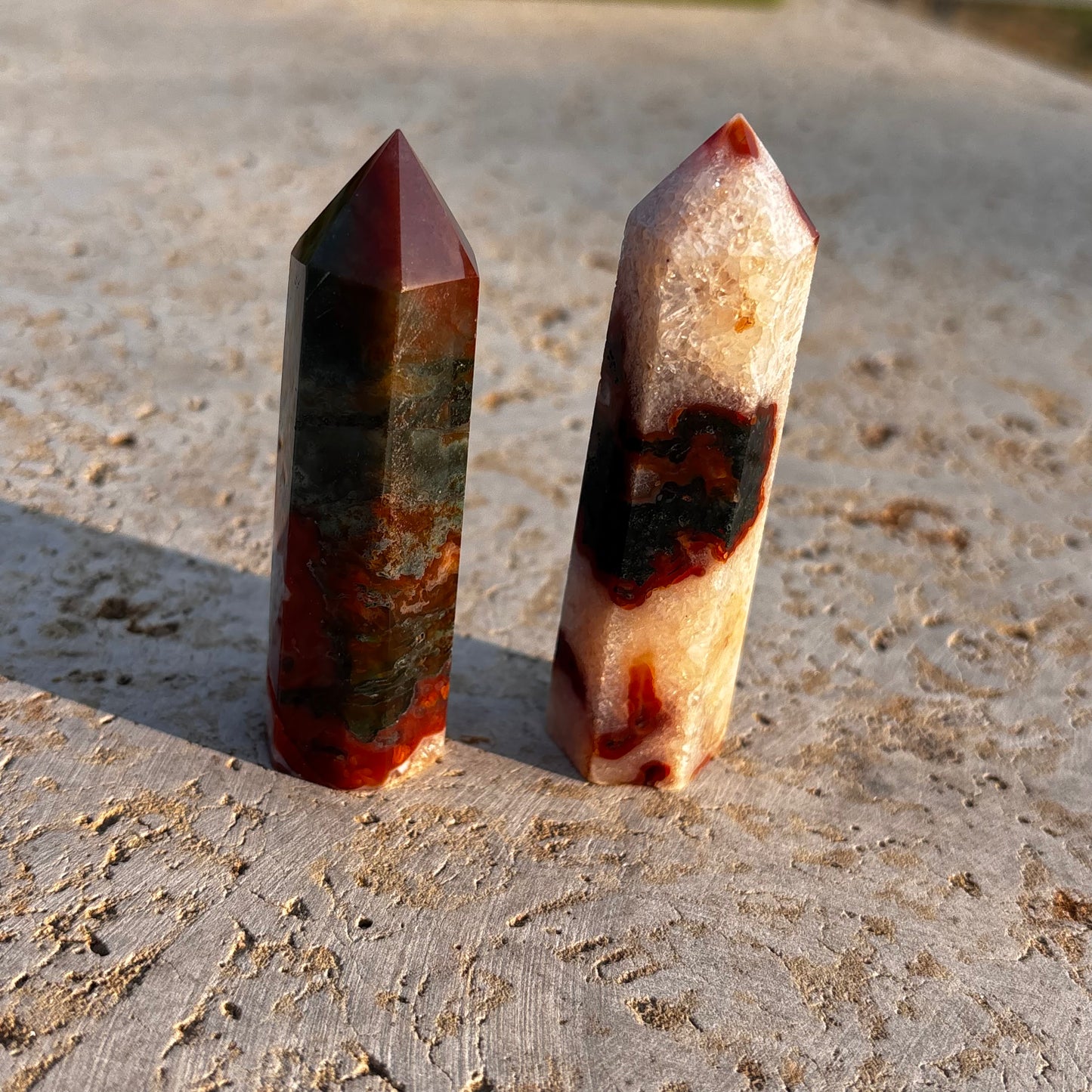Red Moss Agate Obelisk Towers!