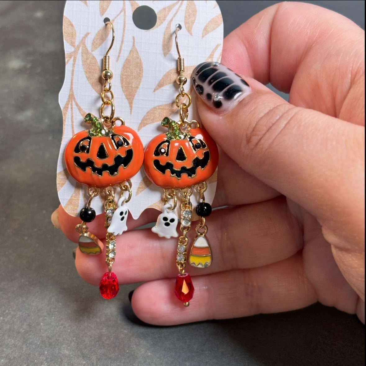 Gladys - Jack O'Lantern, Ghosts, & Candy Corn Earrings!
