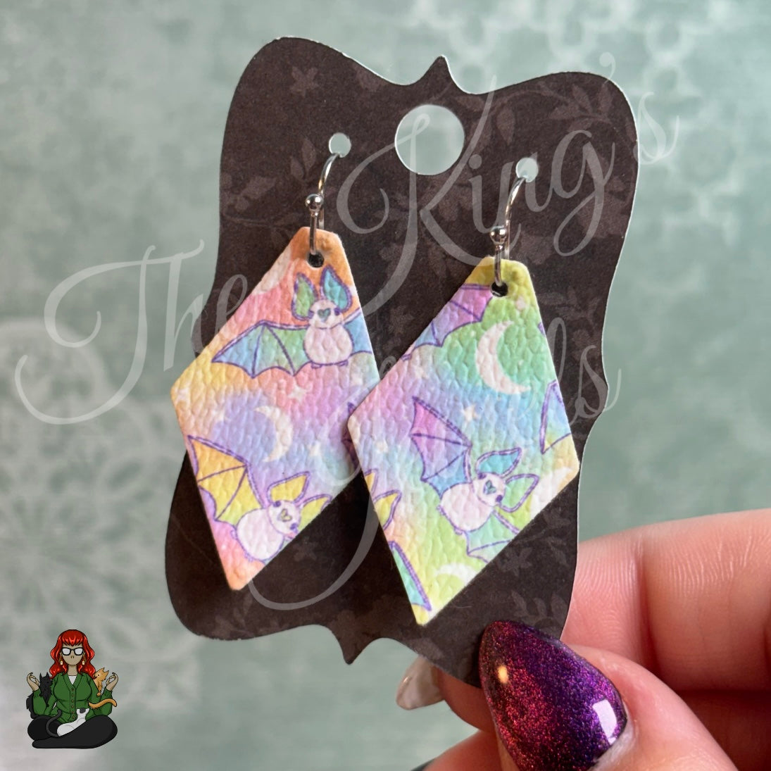 Belle - Pastel Bat Faux Leather Earrings!