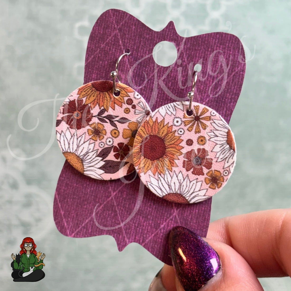 Michelle - Boho Floral Faux Leather Earrings!