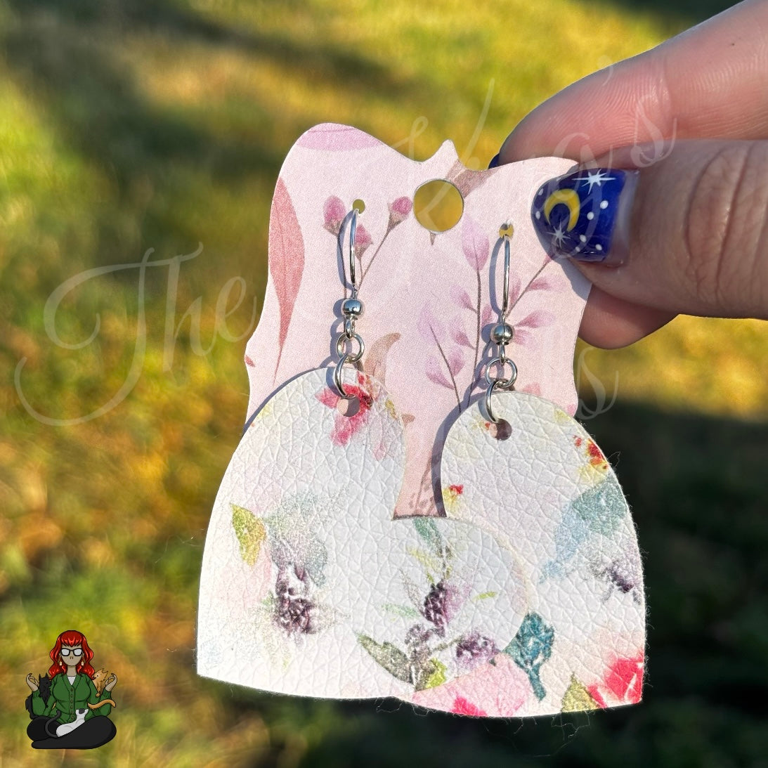 Floral Faux Leather Heart Earrings!