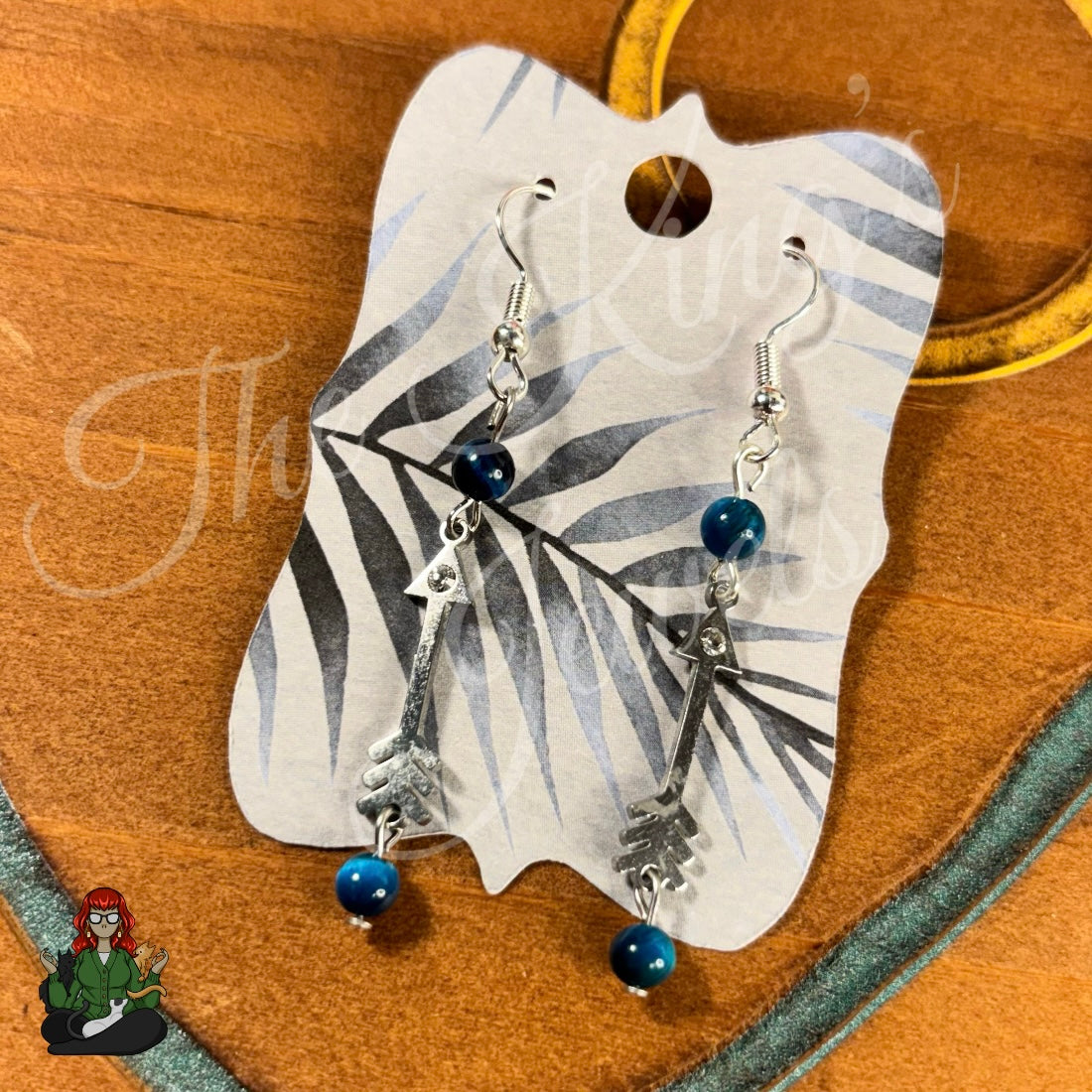 Amelia - Arrow & Blue Tigers Eye Bead Earrings!