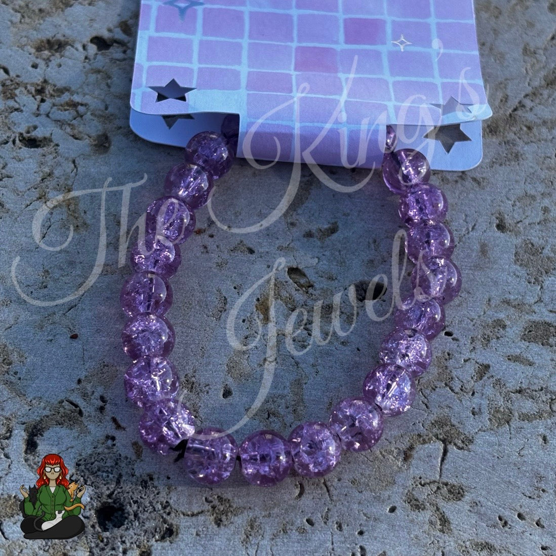 Purple Crackle Glass Beaded Bracelet!