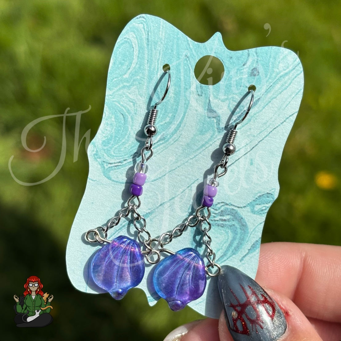 Naomi - Purple Iridescent Leaf Earrings!