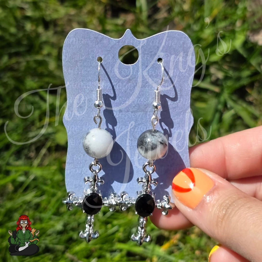 Katie - Jasper & Gothic Cross Earrings!