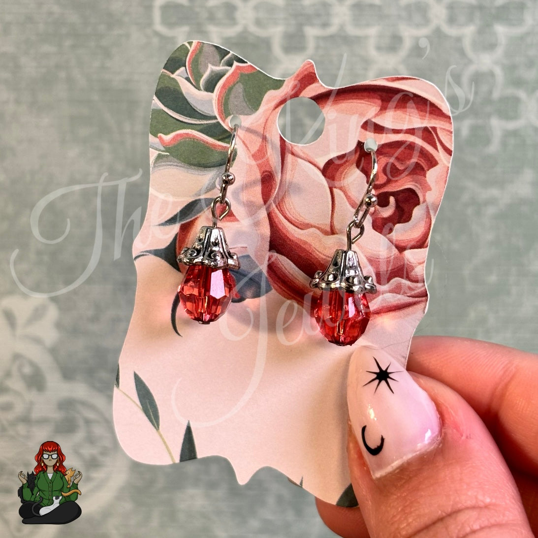 Red Crystal Filigree Cap Earrings!