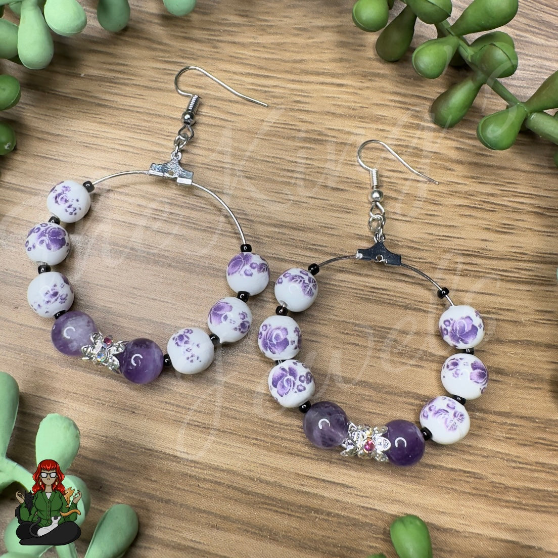 Riona - Purple Floral Earrings!