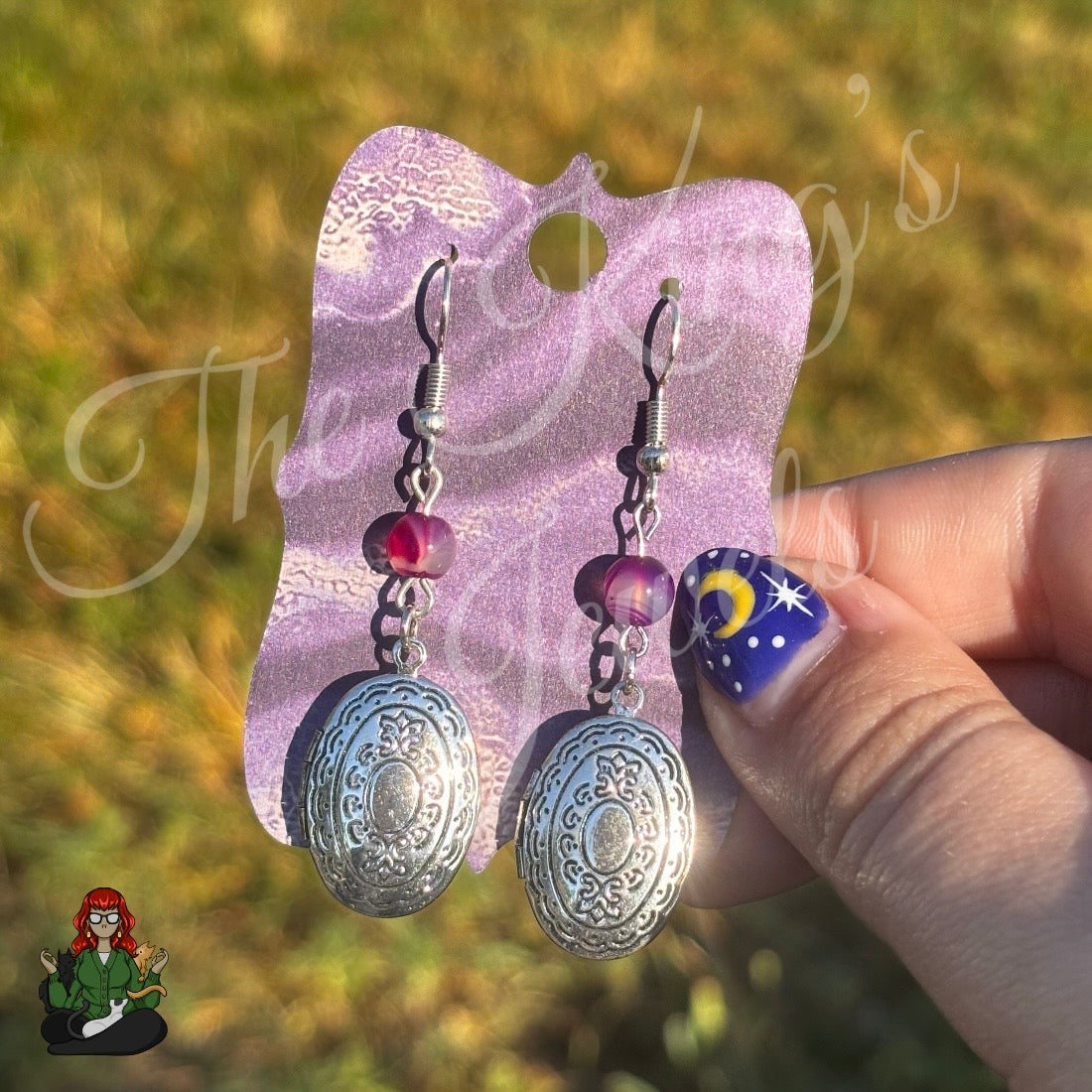 Katie - Dyed Agate & Oval Locket Earrings!