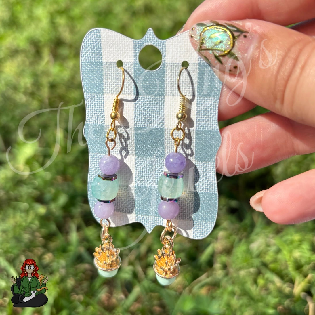 Katie - Lavender & Mint Succulent Beaded Earrings!