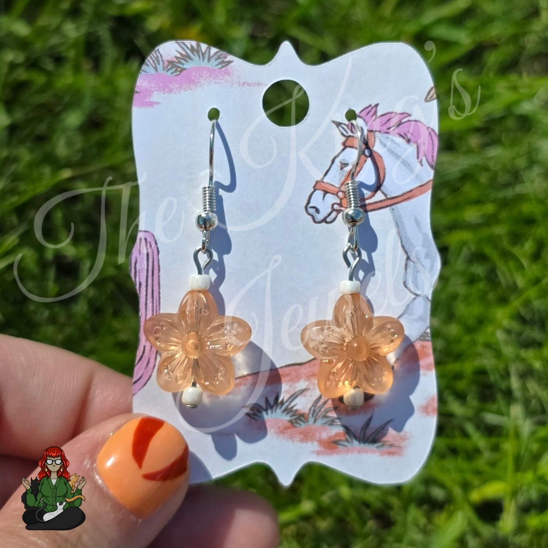Melissa - Peach Flower Earrings!