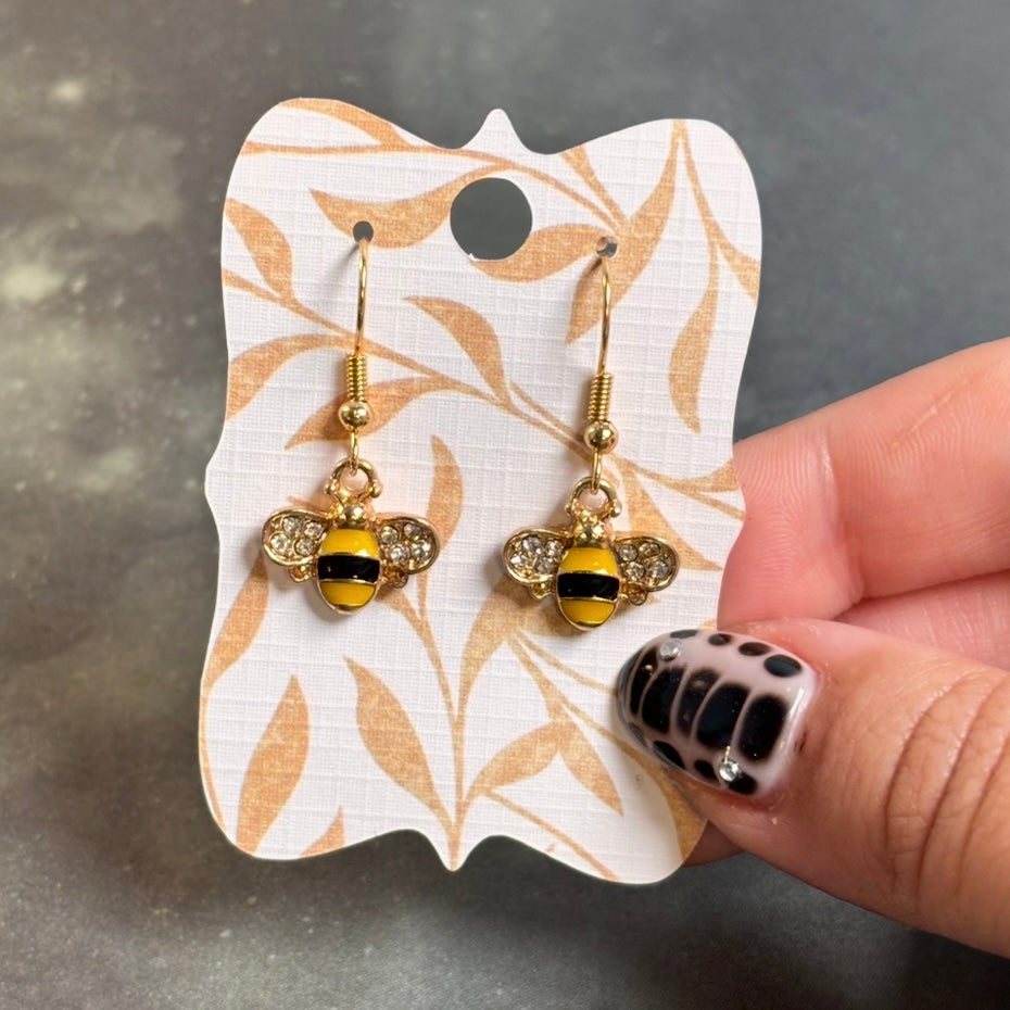 LeonaRae - Bumblebee & Rhinestone Wing Earrings!