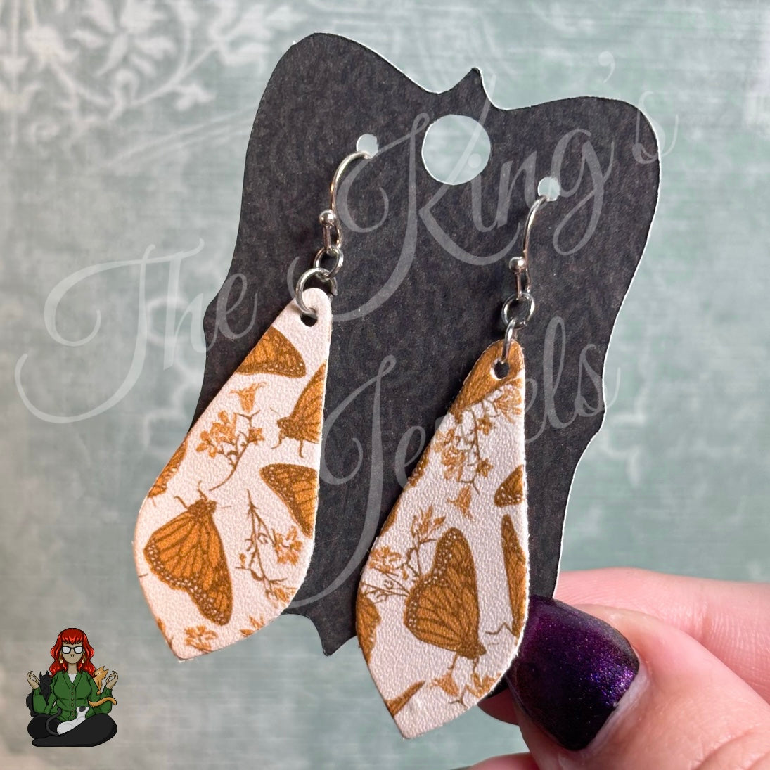 Jennifer - Earthy Moth Faux Leather Earrings!