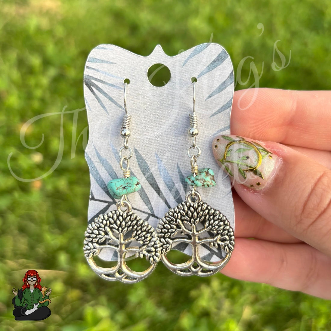 Katie - Teal Tree of Life Earrings!