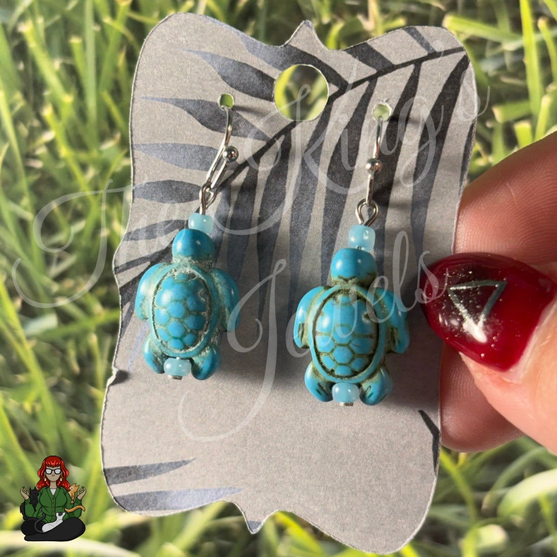 Melissa - Turquoise Turtle Bead Earrings!