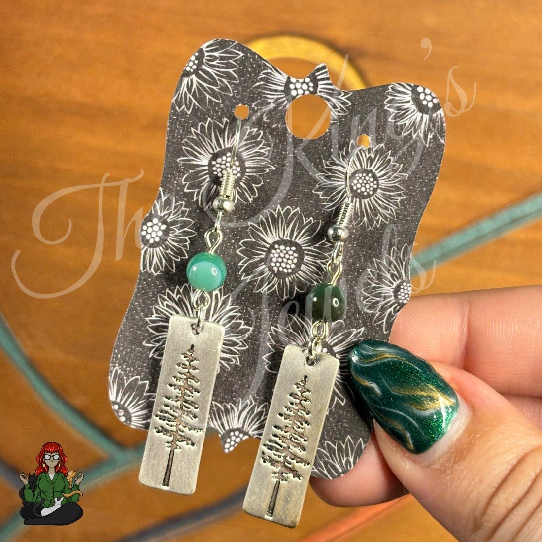 Katie - Tree & Green Agate Bead Earrings!