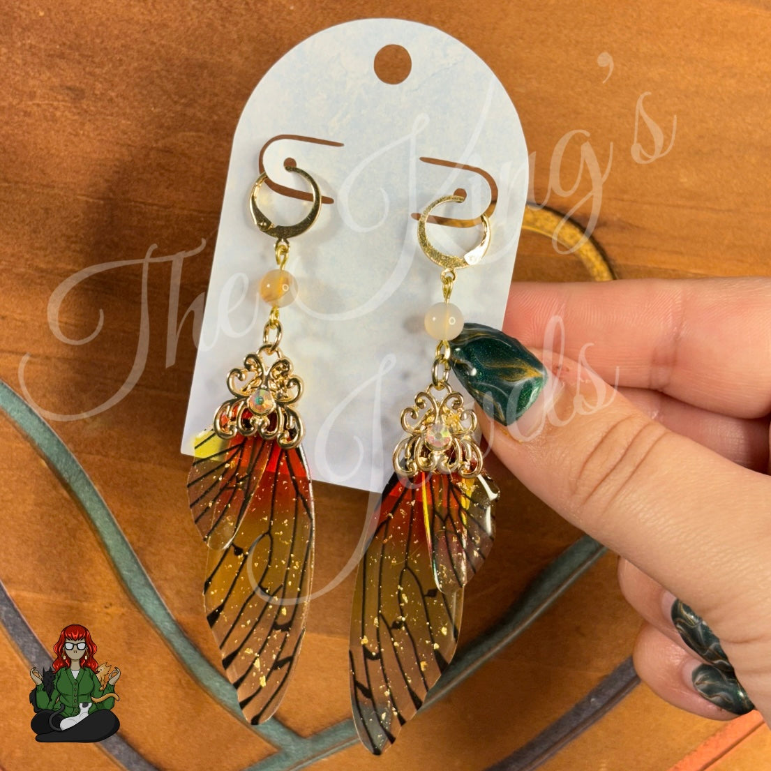 Katie - Smoky Quartz Bead & Resin Monarch Butterfly Earrings!