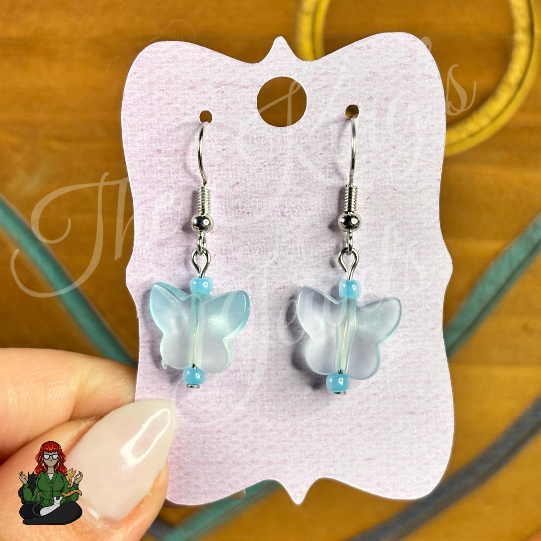 Melissa - Frosted Blue Butterfly Earrings!