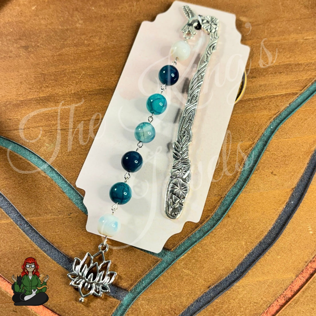 GwennaBelle - Teal Agate Silver Lotus Bookmark!