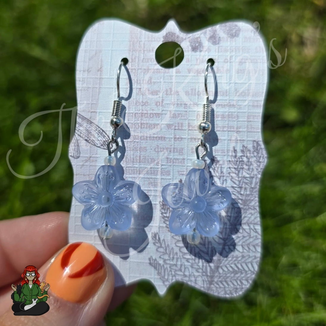 Melissa - Frosted Periwinkle Flower Earrings!